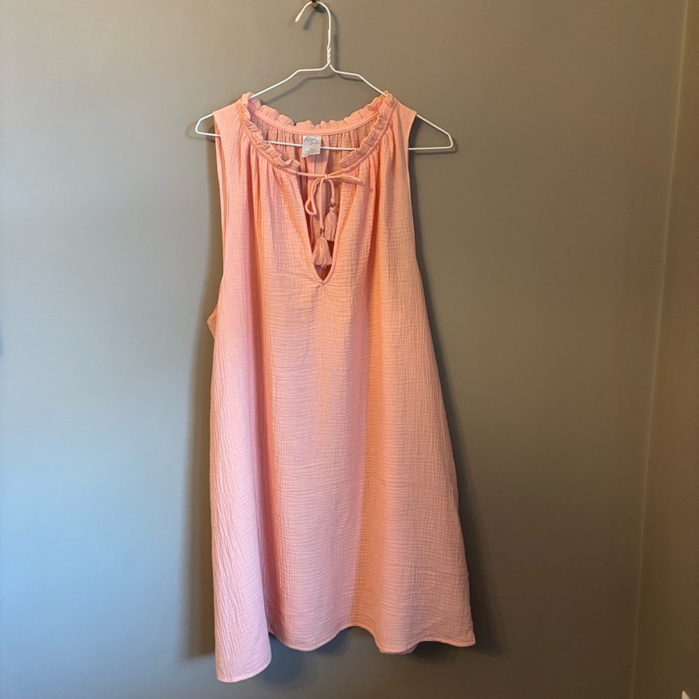 Kona Sol Peach Pink Tie-Neck Sundress / Coverup